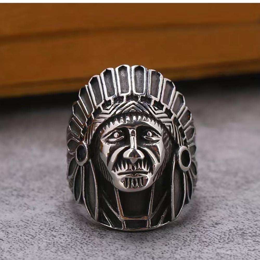 Stainless steel Native American Chief Ring Size 7 - 15 available